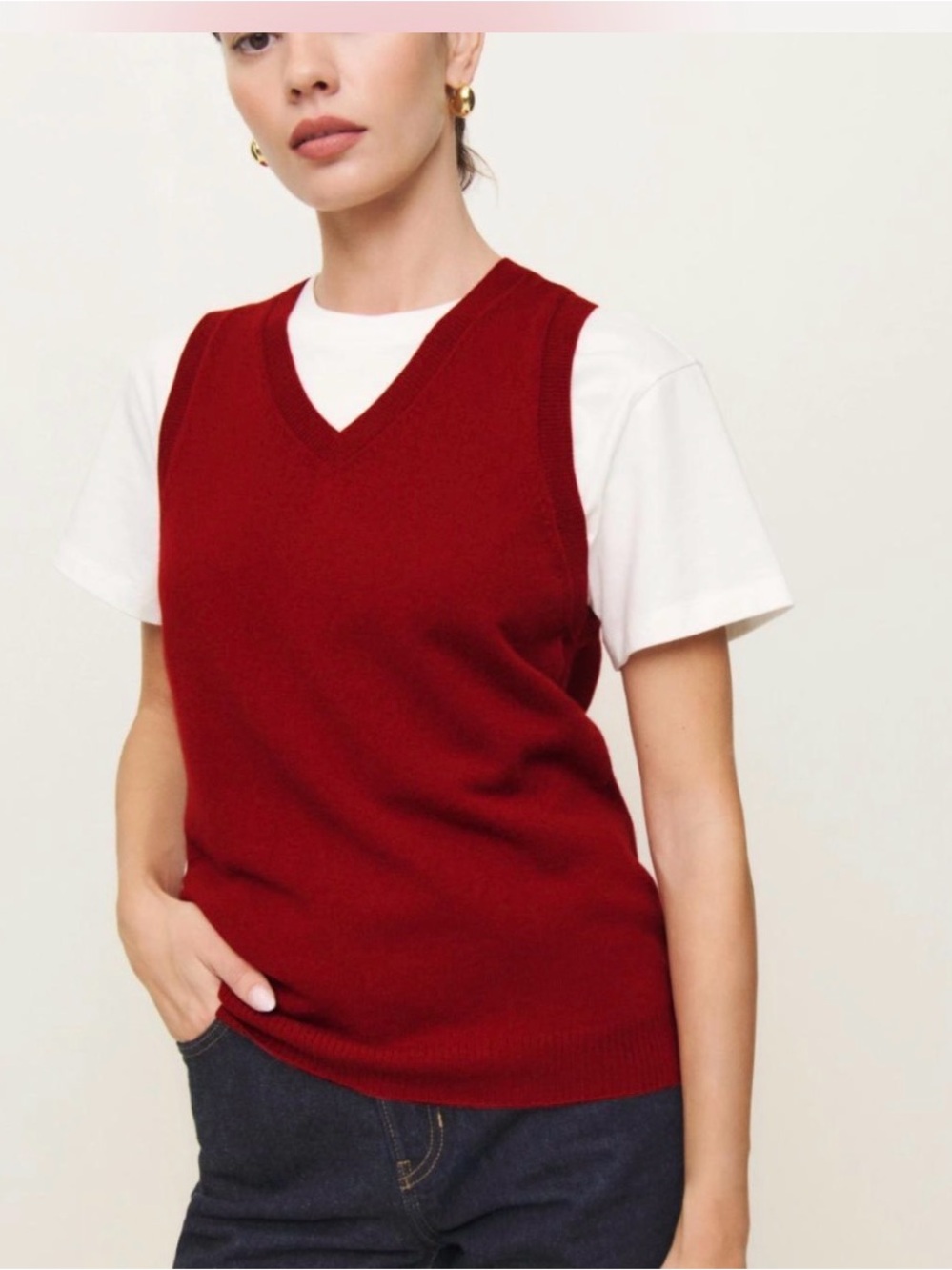 Reformation Reese Cashmere Tank in
Crimson sz M